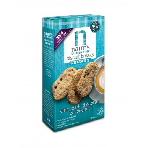 Nairns Biscuit Breaks Oats, Dark Chocolate & Coconut 160 gram (3x3 koekjes)